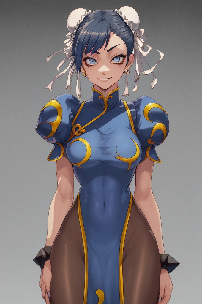 Juri Han,,visto de cima,olhando de cima,olhando para cima,melhor qualidade,roupa azul,chun-li,Sozinho, Obra de arte, melhor qualidade, agrias, gray sweater, collant preto, standing, olhando para o espectador, cabelo curto,os olhos,evil smile, olhar maligno,luvas preta,roupa azul,yandere rosto,poor lighting,coxa sarada copo detalhado,olhando para frente Juri Han,bela,mao detalhada