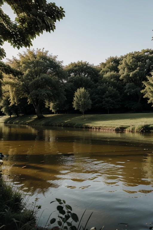 River with trees, people standing, wedding venue, boy forcing girl
