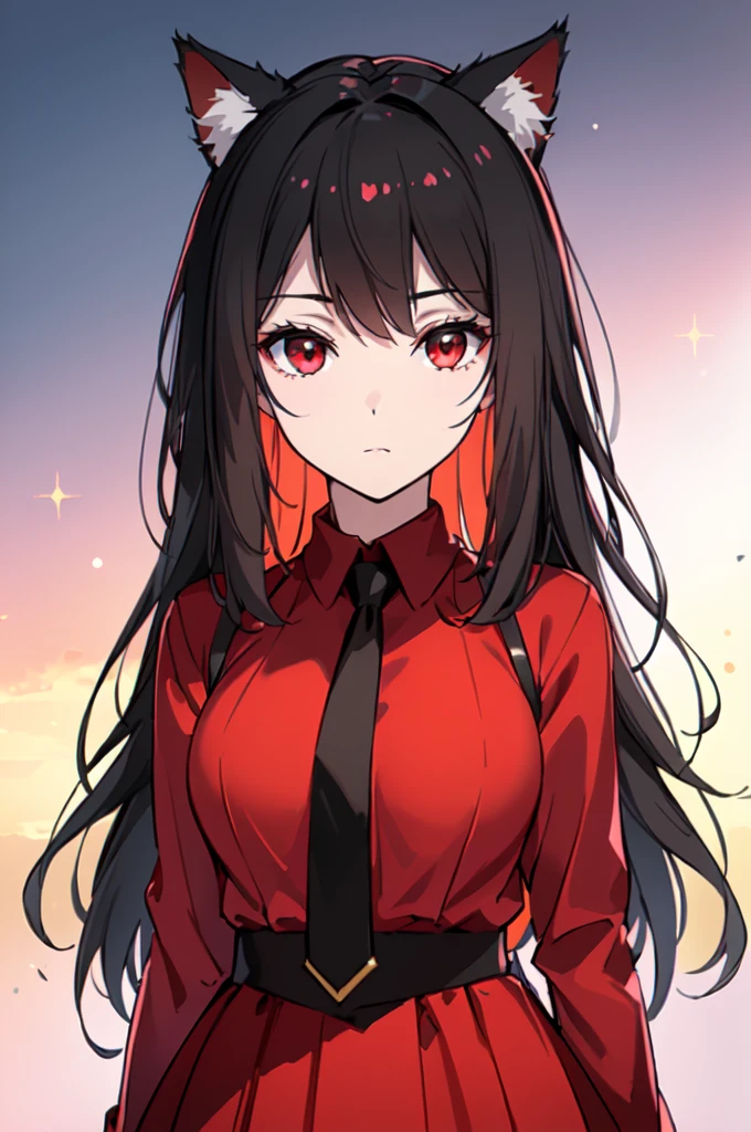 (Cat girl), (smoking), cat ears, black hair, business casual attire, cool, red dress shirt, pretty red eyes, cat tail, ((Crimson Red Eyes eyes: 1.3, Upturned Eyes: 1, Perfect Eyes, Beautiful Detailed Eyes, Gradient eyes: 1, Finely Detailed Beautiful Eyes: 1, Symmetrical Eyes: 1, Big Highlight On Eyes: 1.2)), (((Lustrous Skin: 1.5, Bright Skin: 1.5, Skin Fair, Shiny Skin, Very Shiny Skin, Shiny Body, Plastic Glitter Skin, Exaggerated Shiny Skin, Illuminated Skin))), (Detailed Body, (Detailed Face)), (((Skirt))), High Resolution, Sharp Focus, Ultra Detailed, Extremely Detailed, Extremely High Quality Artwork, (Realistic, Photorealistic: 1.37), 8k_Wallpaper, (Extremely Detailed CG 8k), (Very Fine 8K CG), ((Hyper Super Ultra Detailed Perfect Piece)), (((Flawless masterpiece))), Illustration, Vibrant Colors, (Intricate), High Contrast, Selective Lighting, Double Exposure, HDR (High Dynamic Range), Post-processing, Background Blur, (Sexy pose), (Mature woman), big sis