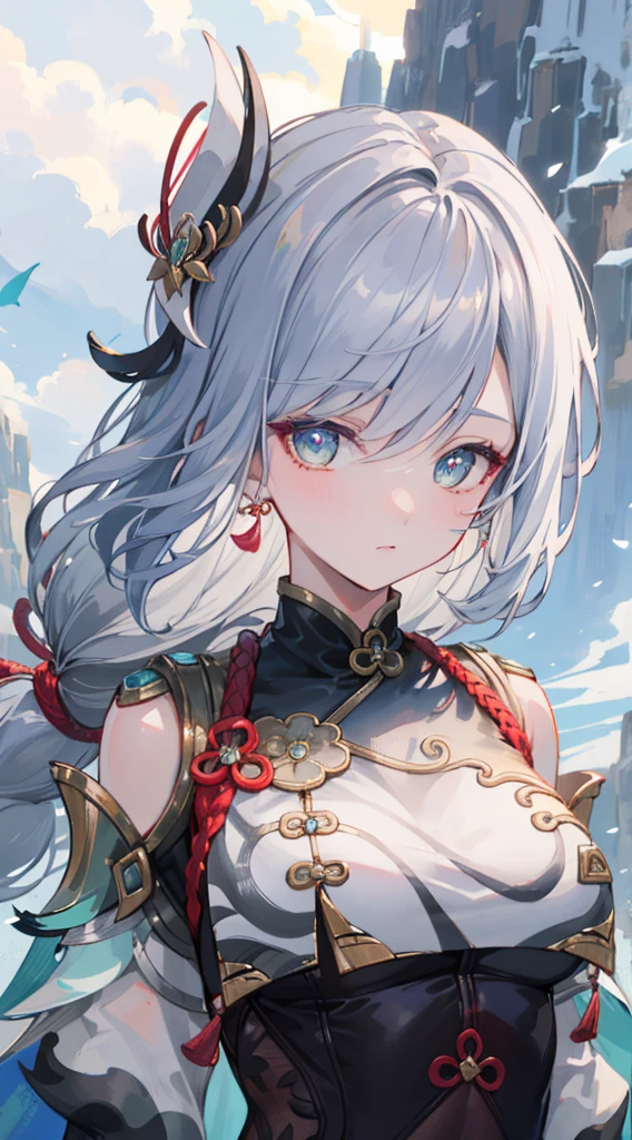 shenhedef, upper body, serious expression, blush, outdoors, futuristic skyscarper, eclipse sky, short hair, sky, looking at viewer, mountain, moody lighting, (perfect detail eyes:1.2), glowing eyes, (long hair one braid:1.2),
(Masterpiece, Best Quality, High Quality:1.4), professional artwork, Intricate Details, field of view, sharp focus, detailed painting, photorealistic lighting, trending on pixiv, (vivid lighting, vibrant colors:1.05), realistic shadows, ambient occlusion,