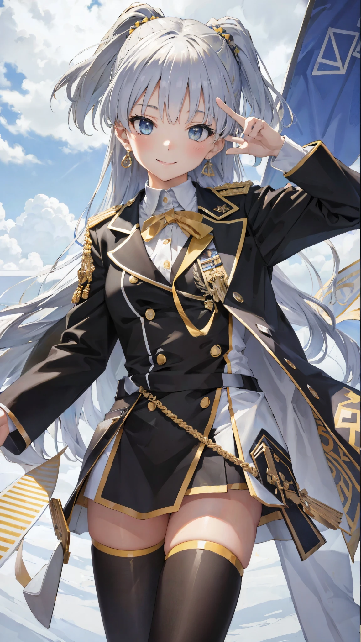 masterpiece、top-quality、The ultra -The high-definition、hight resolution、Transcendent Technique Illustration、perfect anatomia、8K、a beauty girl、a smile、Uniforms、Cute hairstyles、pretty pose