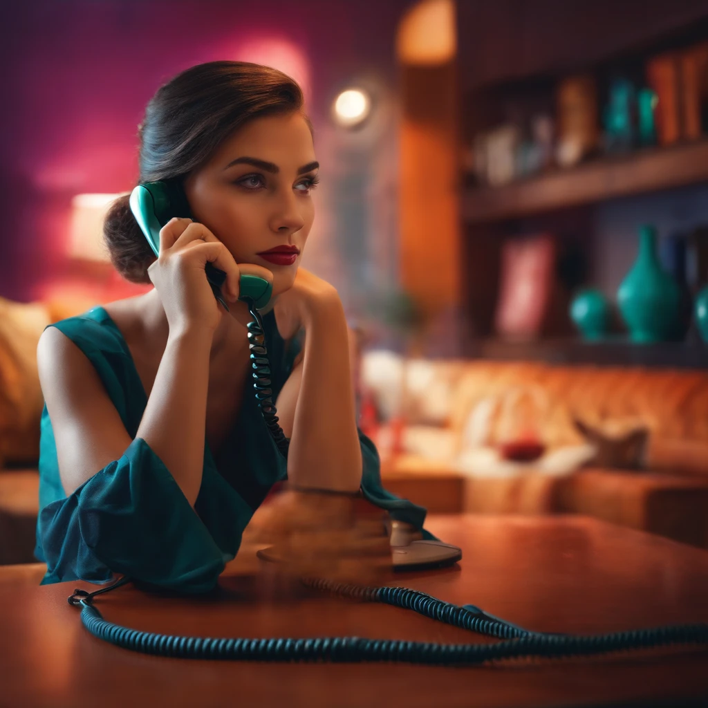 Girl using a telephone handset