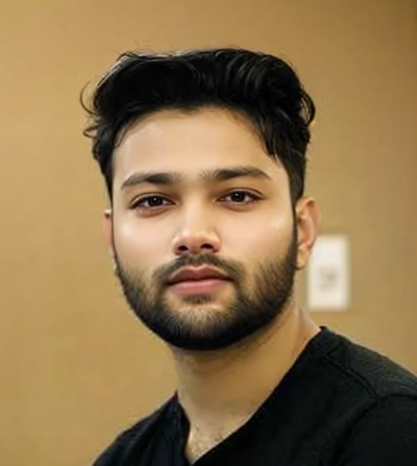 A beautiful young bearded man with highly detailed skin.