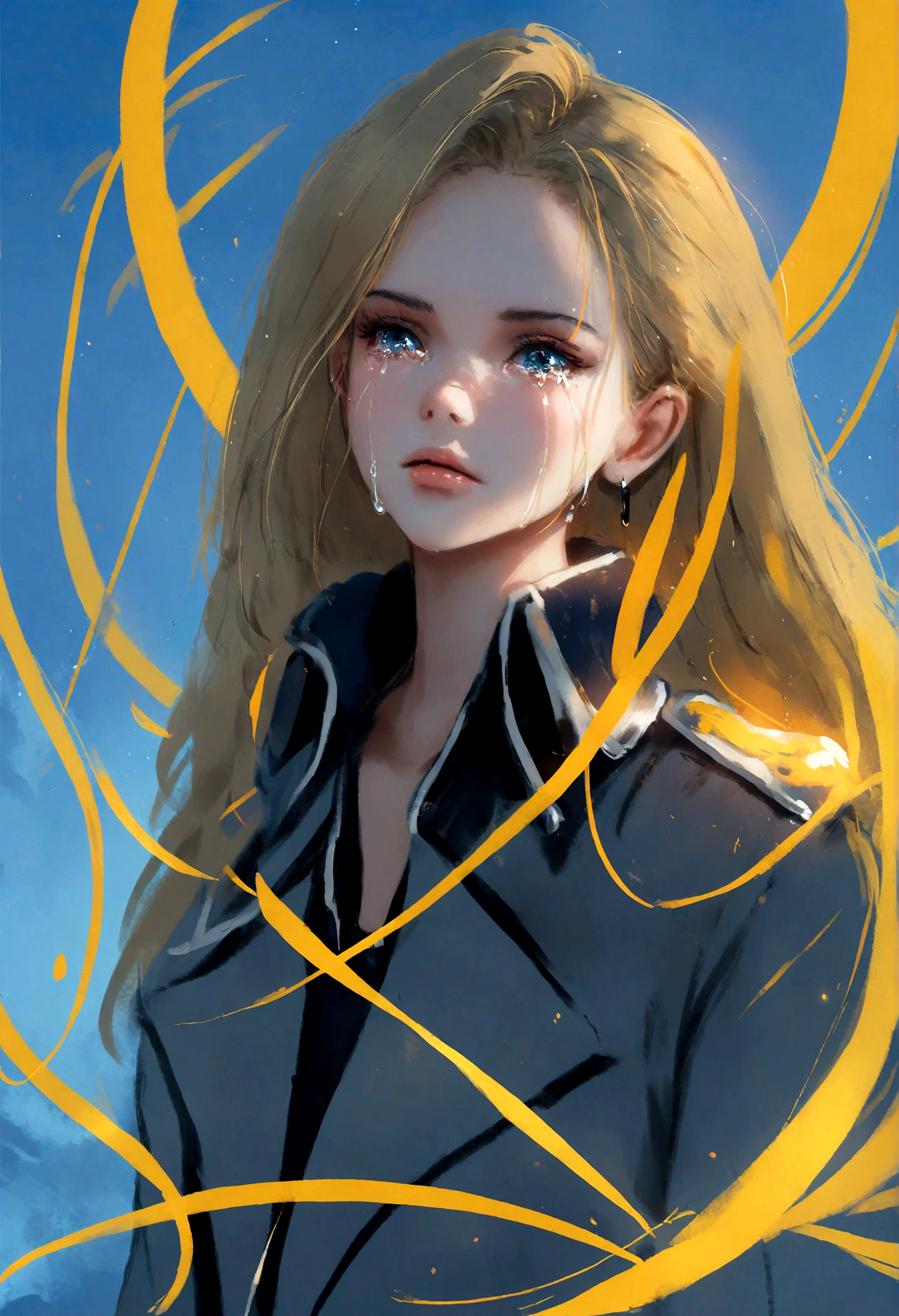 crying Olivier Mira Armstrong, Fullmetal Alchemist, by wlop, by gawako, by rella