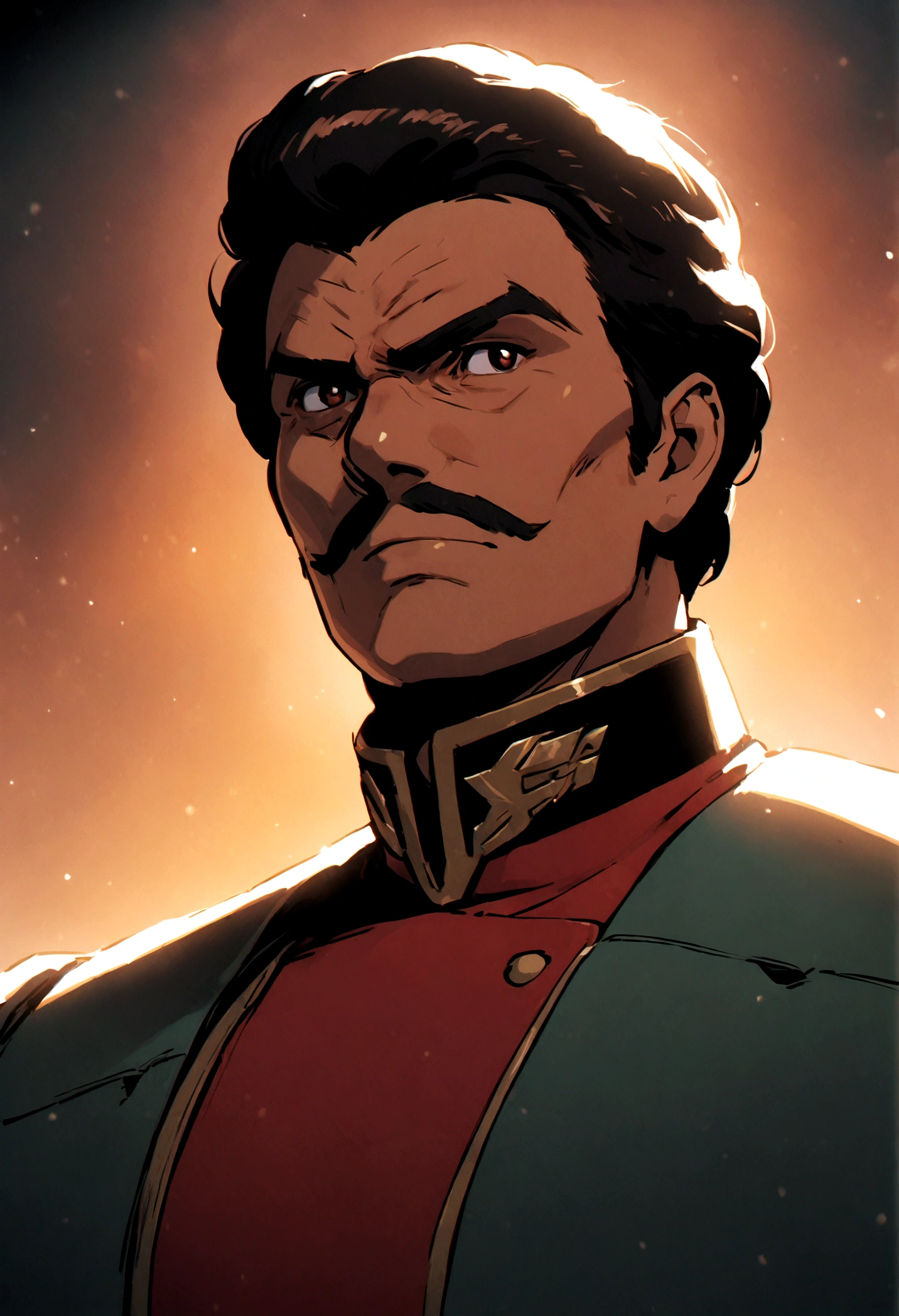 1boy, male focus, Ramba Ral, gundam, detailed face, detailed eyes