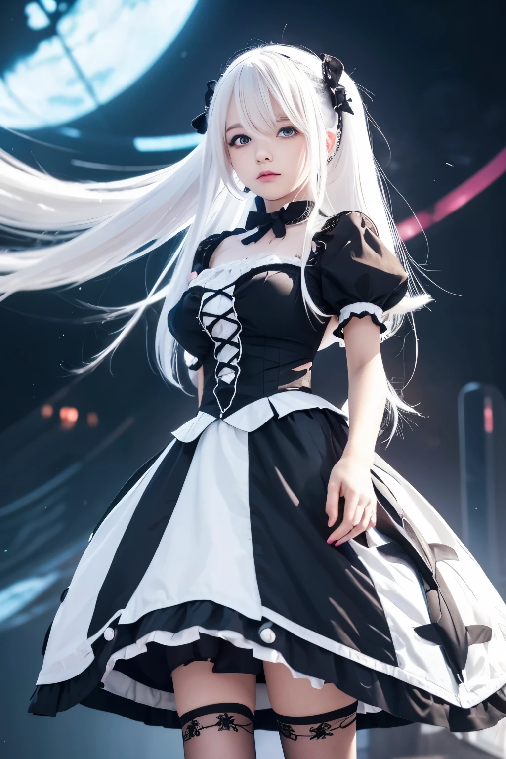 White hair and white hair、Cartoon girl in dress, Anime Moe Art Style, Gothic Lolita Girl, Anime Anime Girls, Stylized anime, Anime VTuber Full Body Model, Possibility of whole body use, Live2D Virtual Youtuber Model