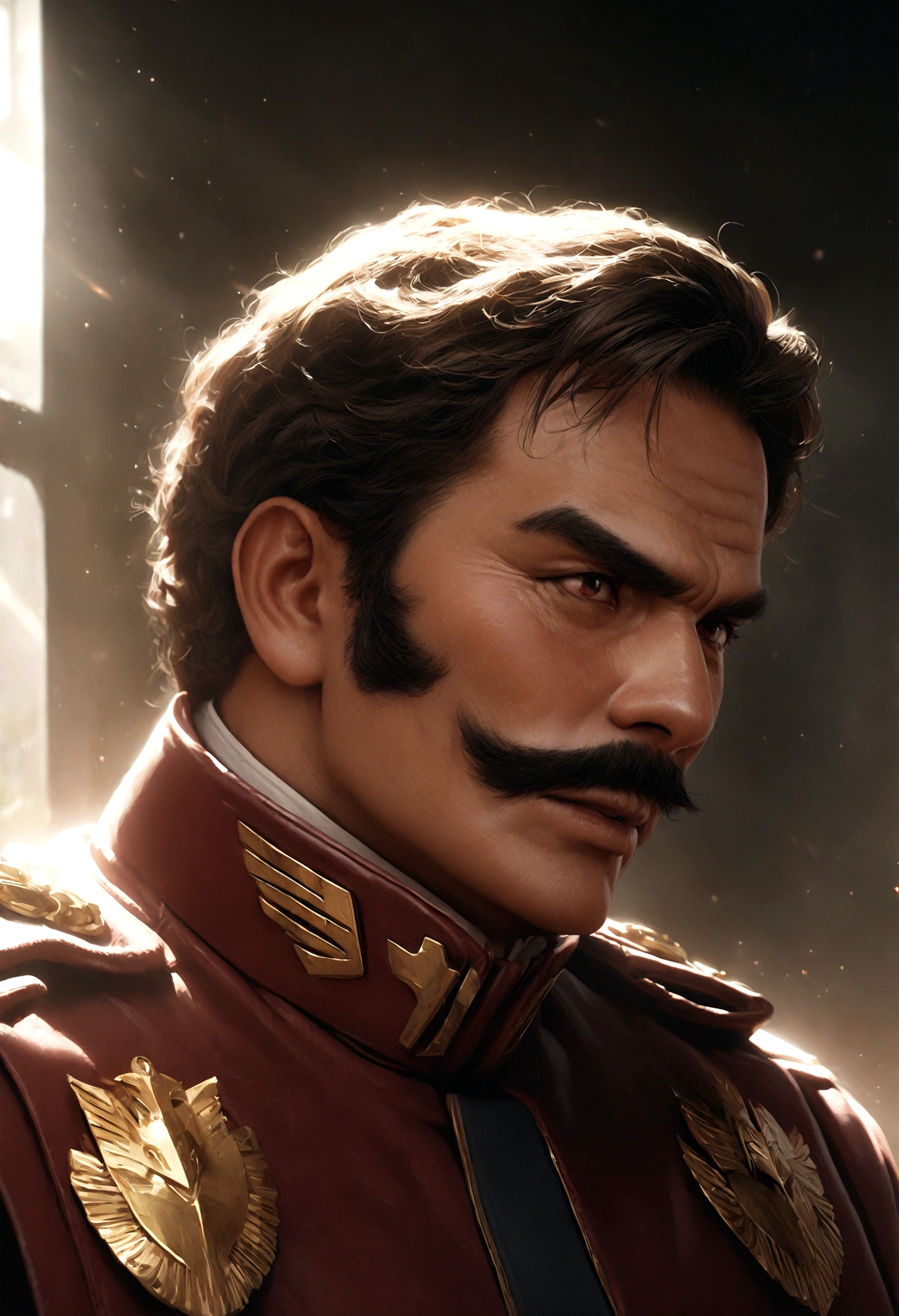 1 boy, male focus, Ramba Ral, Gundam, detailed face, detailed eyes, hyperrealistic, 8K, highly detailed, intricate details, chiaroscuro lighting, dramatic lighting, cinematic, photorealistic, award-winning digital art, masterpiece