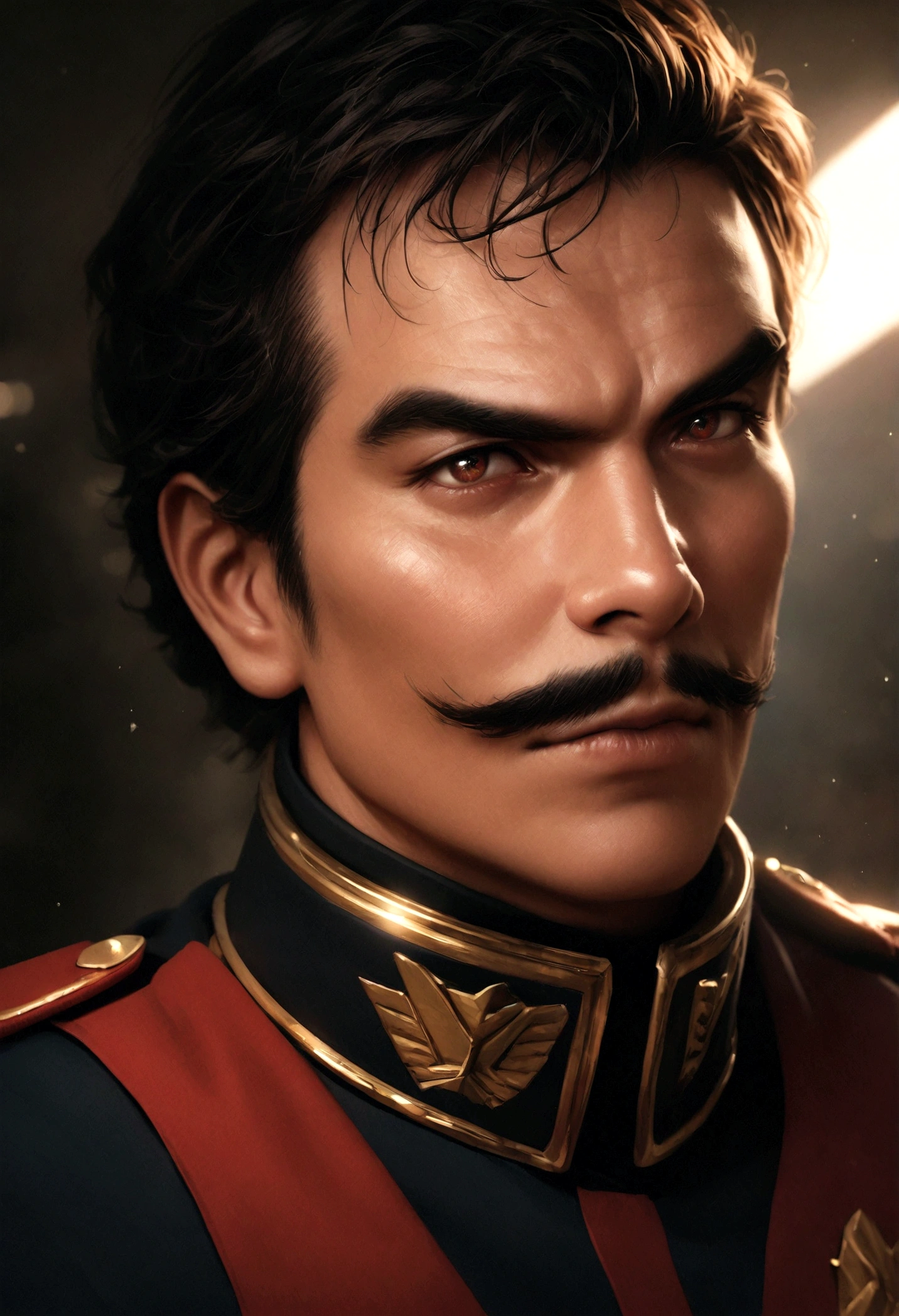 1 boy, male focus, Ramba Ral, Gundam, detailed face, detailed eyes, hyperrealistic, 8K, highly detailed, intricate details, chiaroscuro lighting, dramatic lighting, cinematic, photorealistic, award-winning digital art, masterpiece