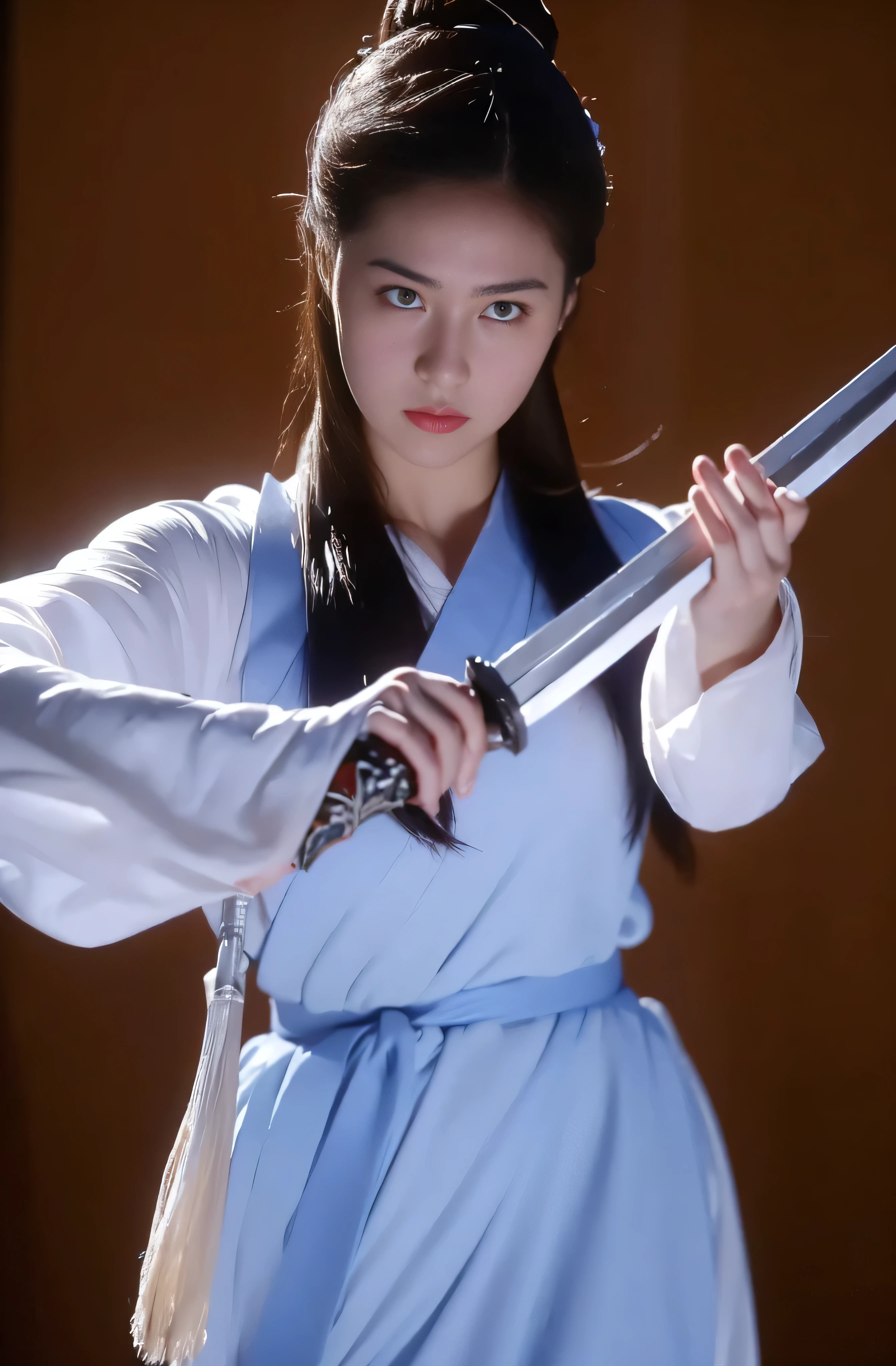 1 Girl,looking at the audience, Alone focus, Practical, Sword in hand