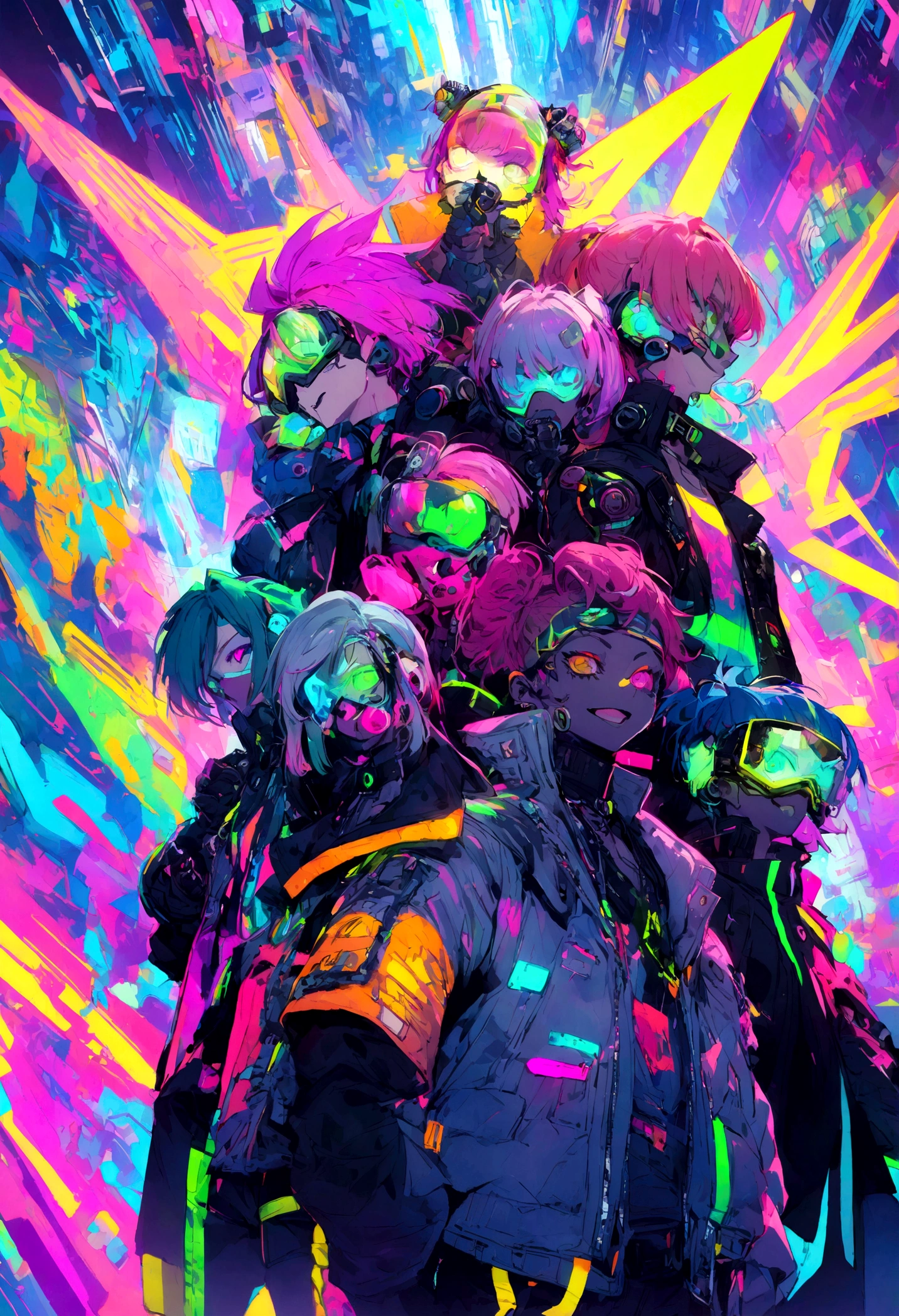 a bunch of cyber punk boy gang