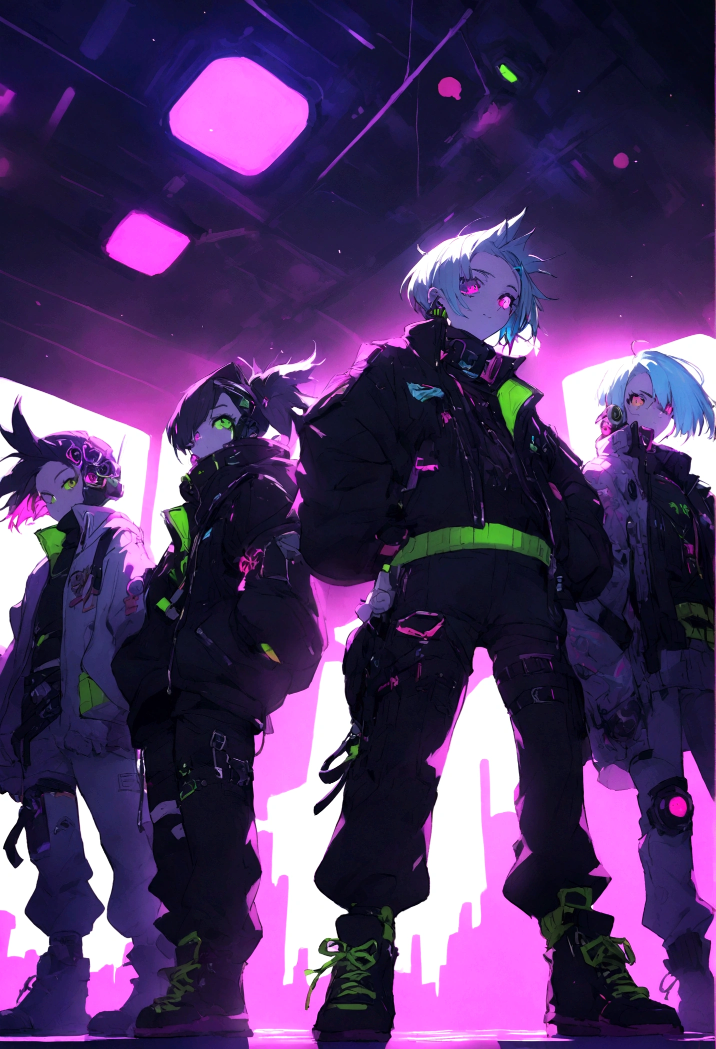 a bunch of cyber punk boy gang