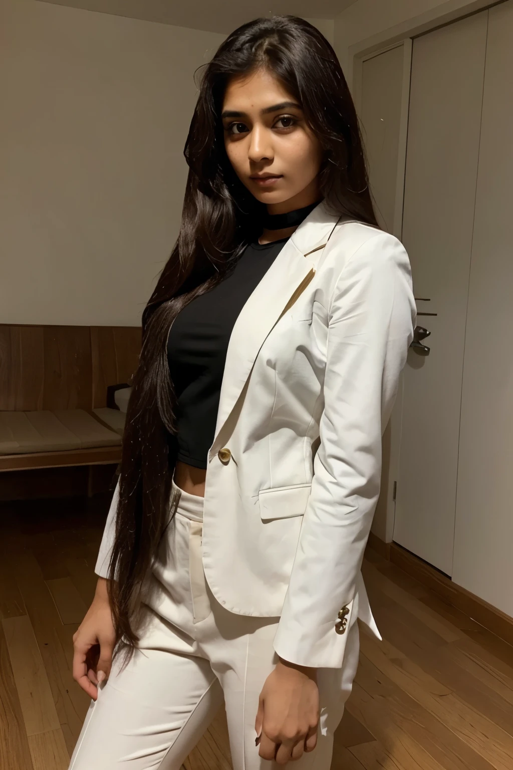Cute indian girl wearing suit with she have long hairs