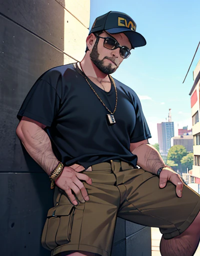 1 chubby man with , gesturing with hands, conversando com o expectador, ((he is a construction worker he is working in construction)). fotografia de Corpo completo imagem de corpo inteiro , ele trabalha de encanador, ele trabalha de pedreiro, ele trabalha de eletricista, he works as a metalworker. He has a cap, he has a hat, He wears prescription glasses, he wears sunglasses, ele tem barba curta, ele tem barba enorme, he is stroking his crotch looking at the viewer. Ele tem 64 anos, idoso, cabelo grisalho, barba grisalho. He wears a digital watch on his wrist, He wears several Nordic bracelets on his wrist., he wears a gold chain around his neck. Ele usa pulseiras de prata no pulso. Corpo de homem urso papai americano, he is taking off his shorts he is taking off his underwear with his hands for the viewer to see.