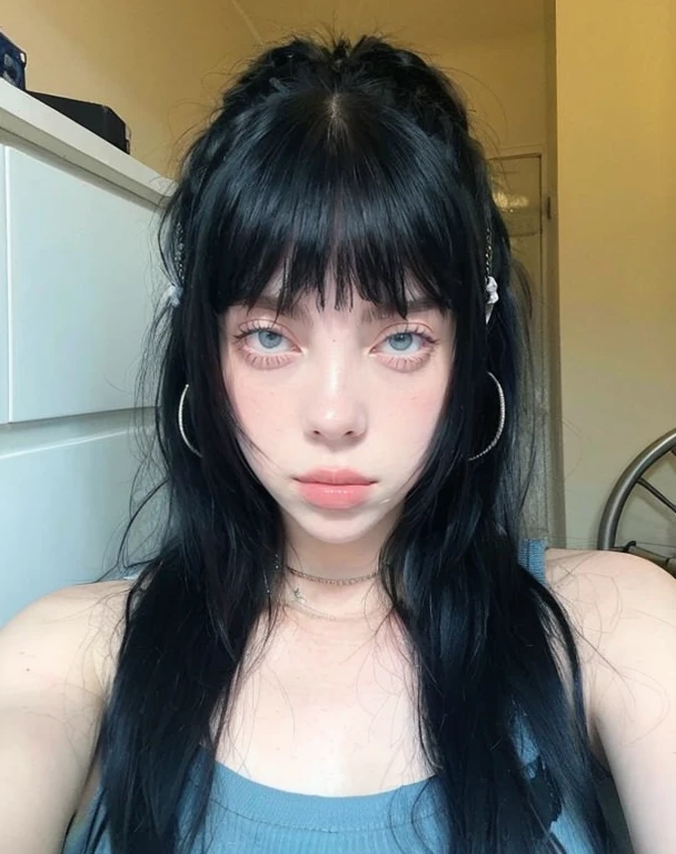 billie eilish, billie eilish face, fotorrealista, ultra HD, 8K.