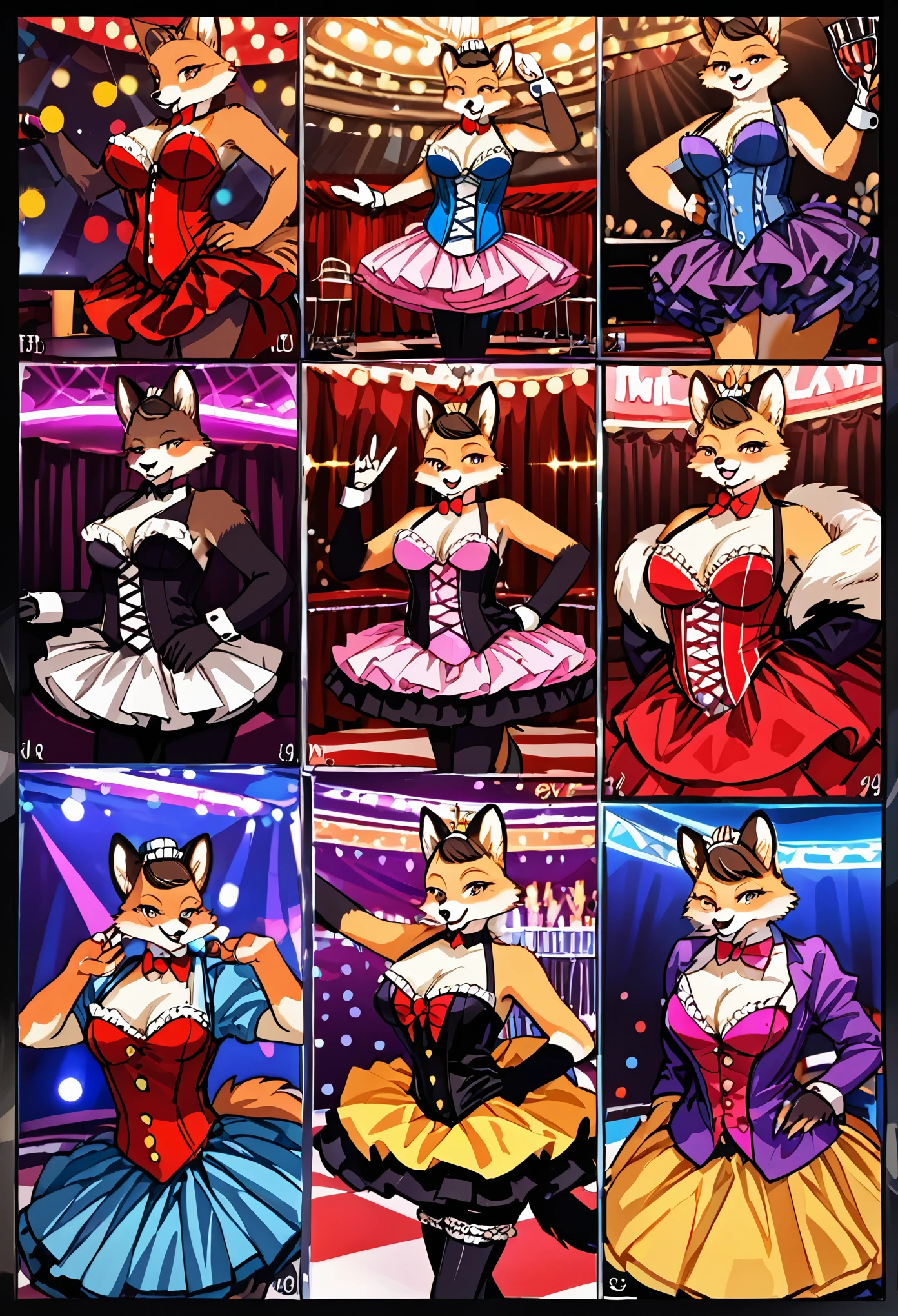 top quality, best quality, High-quality illustrations, masterpiece, super high resolution, detailed background, Burlesque, cabaret, show, absurdres(highly detailed beautiful face and eyes)perfect anatomy, expression, good lighting, cinematic shadow(kemono, furry anthro)assorted poses(sound effects, motion blur),
