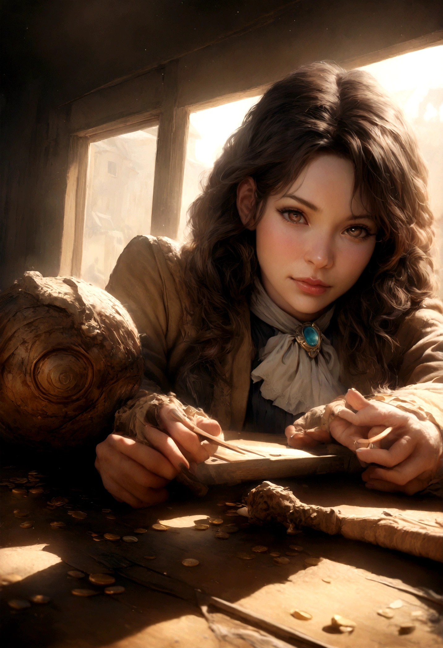 (Best quality,4k,8k,high resolution,chef-d'artwork:1.2),ultra-detailed,(Realistic,photoRealistic,photo-Realistic:1.37),belle femme, 30 ans old,femme souriante,long,corrugated,dark brown hair,dark brown eyes,expression heureuse,detailed hair strands,bonheur,atmosphère relaxante ,dressed in jeans,tenue stylée et moderne,coin salon confortable,cut stone furniture ,lighting'ambiance confortable,large glass windows ,musique de fond douce ,vibrant and energetic atmosphere, palette de couleurs chaudes,couleurs neutres avec des touches de tons terreux,warm and soft lighting,elegant decorative elements,peintures murales artistiques ,suspendre des plantes au plafond,espace lumineux , environnement invitant et accueillant, Soft light, Best quality, UHD, high details, Best quality, beau visage, visage ovale long, regard profond et charmant, regard profond, Cinematic lighting, flou de mouvement, Grains de films, very detailed, 30 ans, cheveux corrugateds naturels, dark brown eyes, high resolution, chef-d'artwork, Best quality, Intricate details, very detailed, Sharpness, detailed skin, Realistic skin texture, texture, detailed eyes, professionnel, 4k, 85mm, faible profondeur de champ, Vision des couleurs Kodak, corps parfaitement ajusté, Extremely detailed, photo_\(ultra\), photoRealistic, Realistic, Post-traitement, maximum detail, roughness, vrai vie, ultra Realistic, photorealism, la photographie, 8K UHD, la photographie (grain de film) plan moyen pour gros plan, visage plus long et plus mince, visage parfait, poitrine de taille moyenne, corps mince et sportif, THE HANDS ARE HIDDEN FROM L'IMAGE