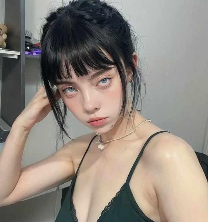 billie eilish, billie eilish face, fotorrealista, ultra HD, 8K.