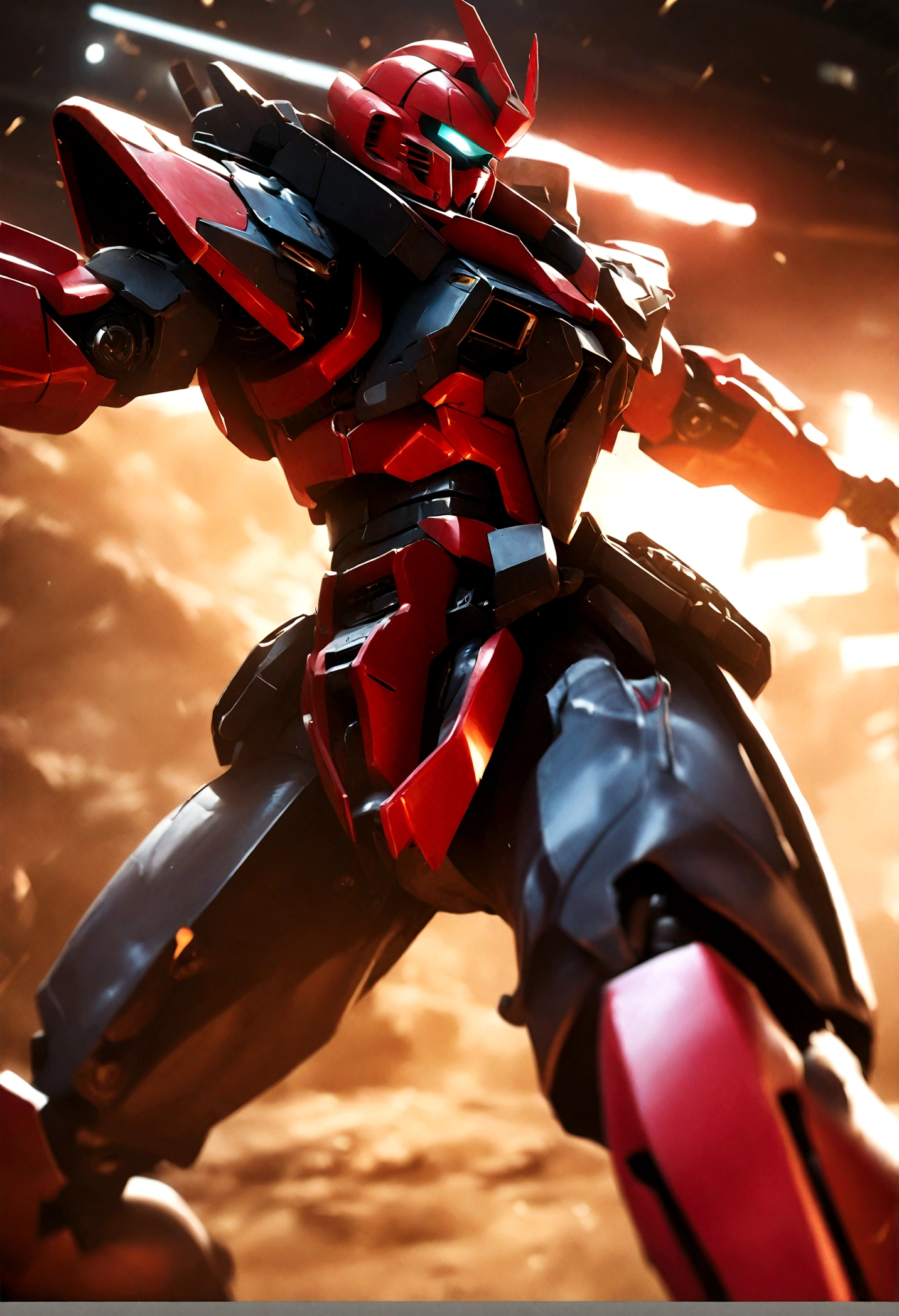 1 boy, male focus, quattro bajeena, gundam, highly detailed, intricate mecha design, hyperrealistic, cinematic lighting, dramatic composition, vibrant colors, perfect rendering, masterful digital art, award-winning concept art, photorealistic, volumetric lighting, depth of field, cinematic atmosphere, dynamic pose, extreme attention to detail