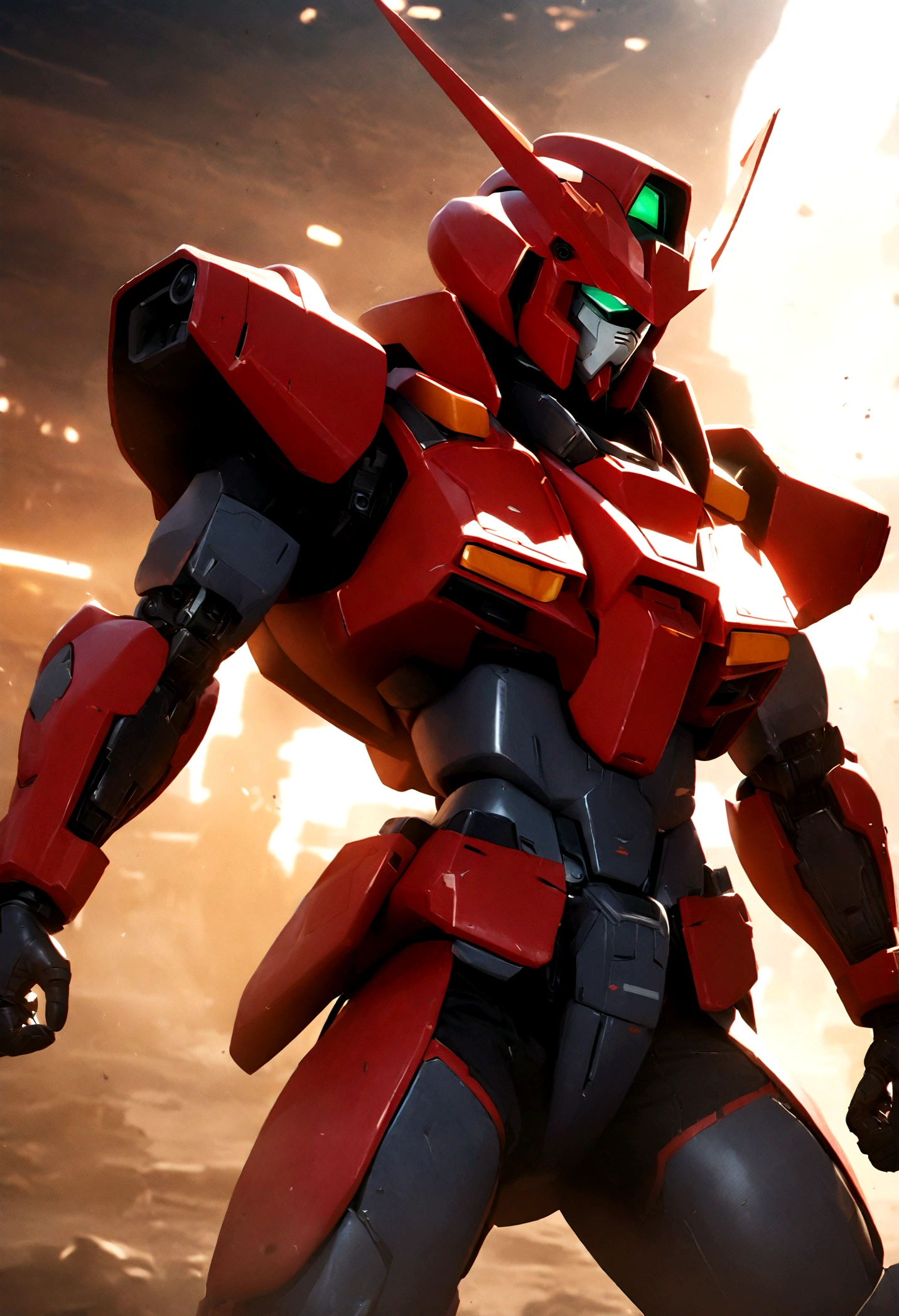 1 boy, male focus, quattro bajeena, gundam, highly detailed, intricate mecha design, hyperrealistic, cinematic lighting, dramatic composition, vibrant colors, perfect rendering, masterful digital art, award-winning concept art, photorealistic, volumetric lighting, depth of field, cinematic atmosphere, dynamic pose, extreme attention to detail