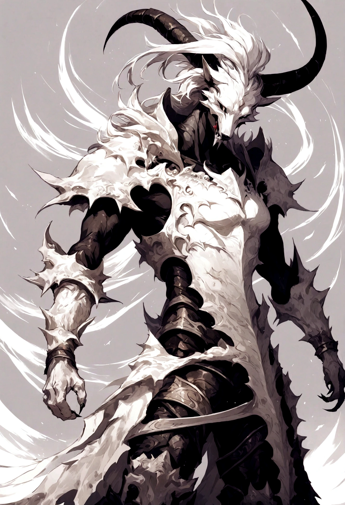 "Monster, wolf, horn on the forehead, two tails, two meters tall