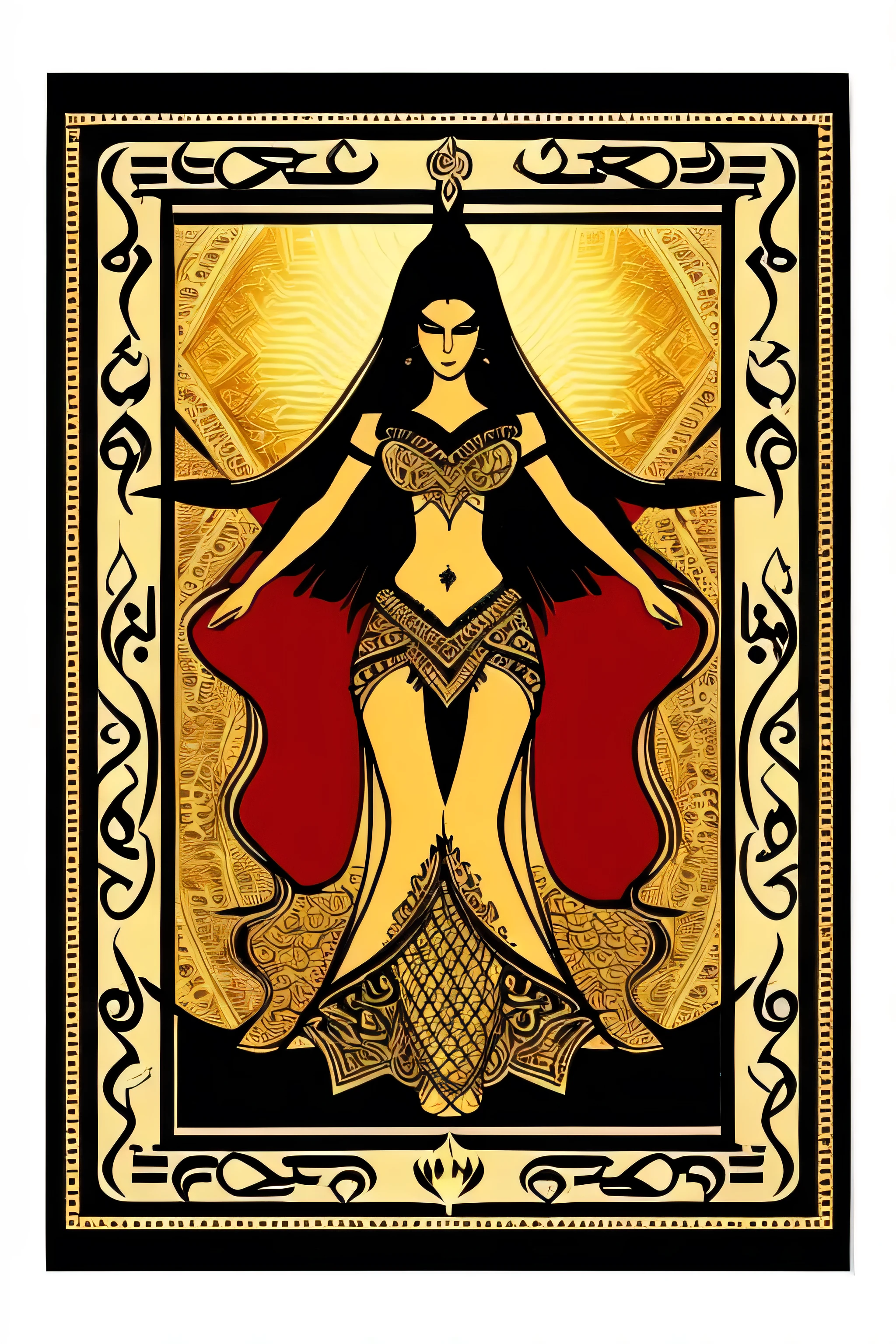 middle eastern,magic the gathering, belly dance style card back for trading card game. Symbol