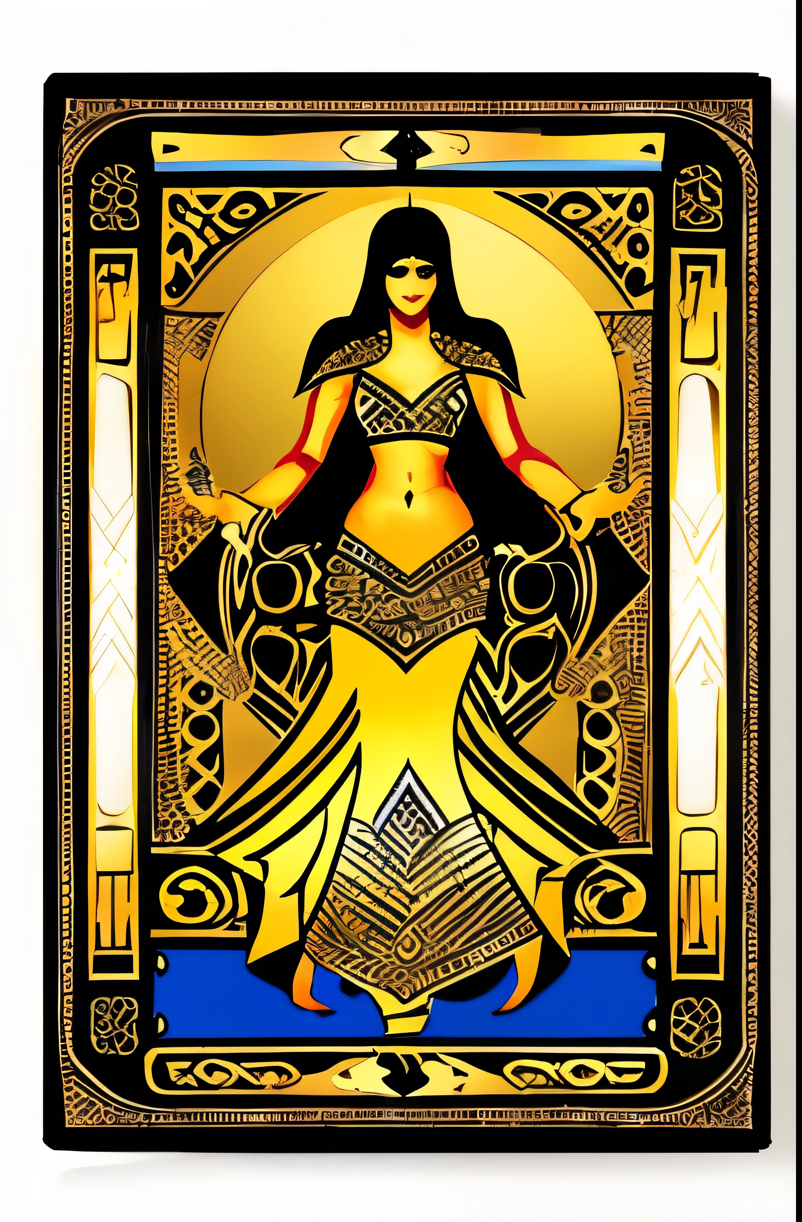 middle eastern,magic the gathering, belly dance style card back for trading card game. Symbol