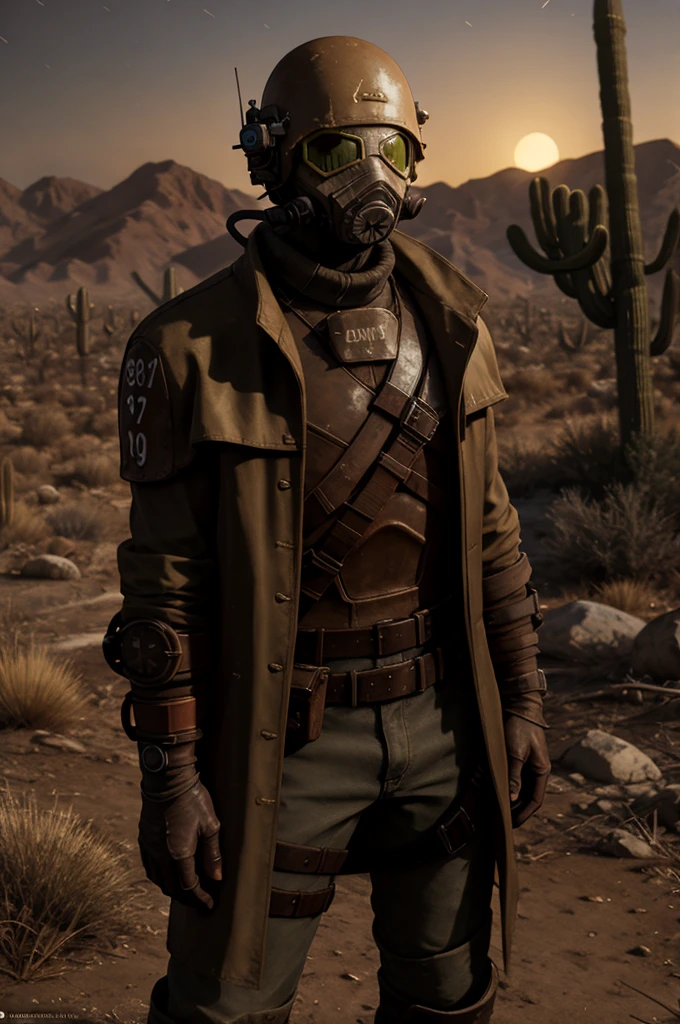 (realistic:1.3), finely detailed, quality, rembrandt lighting, (masterpiece:1.2), (photorealistic:1.2), (best quality), (detailed skin:1.3), (intricate details), dramatic, ray tracing, 1boy, solo, Desert Ranger, golden helmet, front, standing, looking  at camera, drip, (outdoors, postapocalyptic, desert, night)