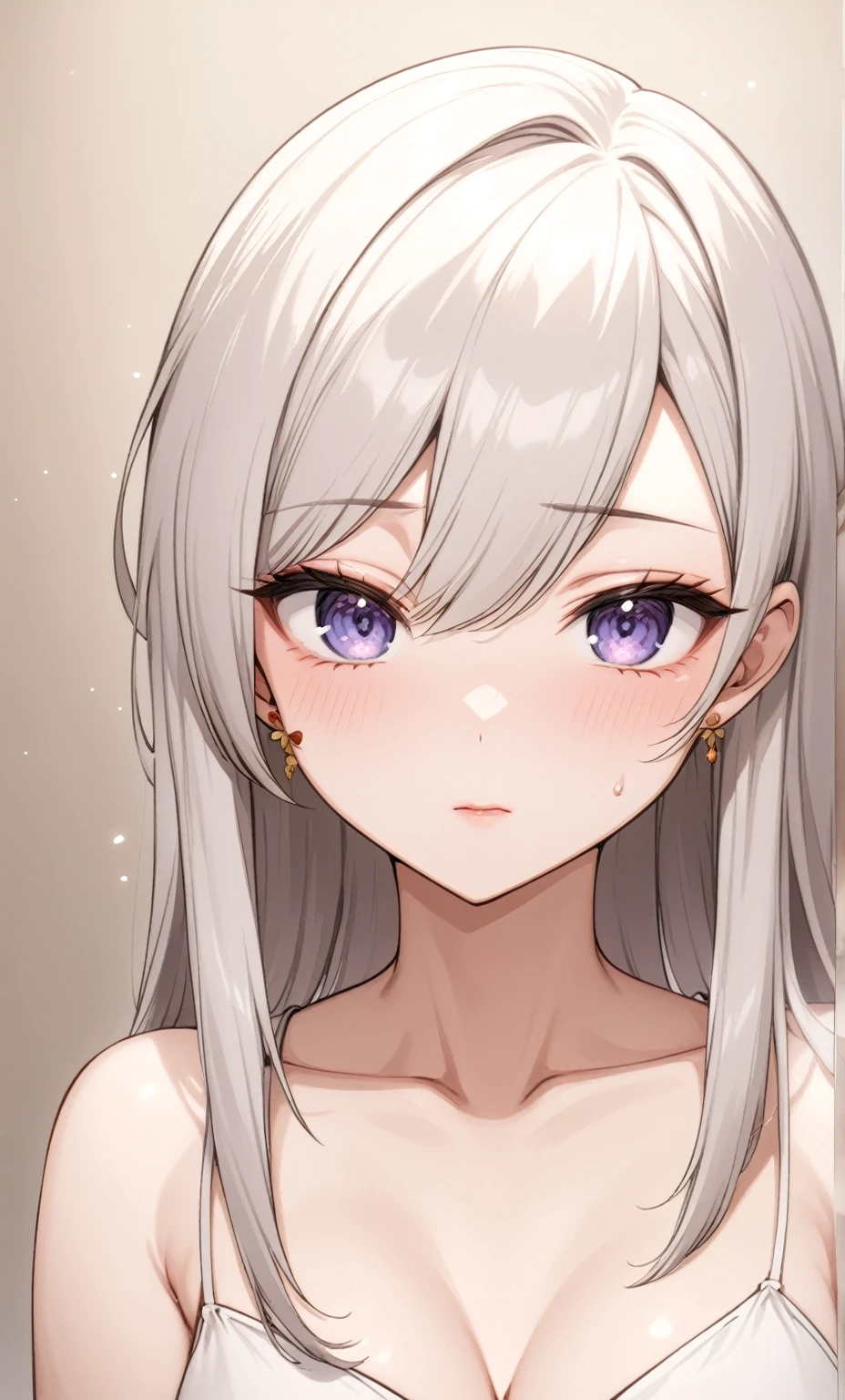 1girl, white hair, purple eyes, portrait, realistic, towel, (onsen), sidelighting, wallpaper, nsfw,