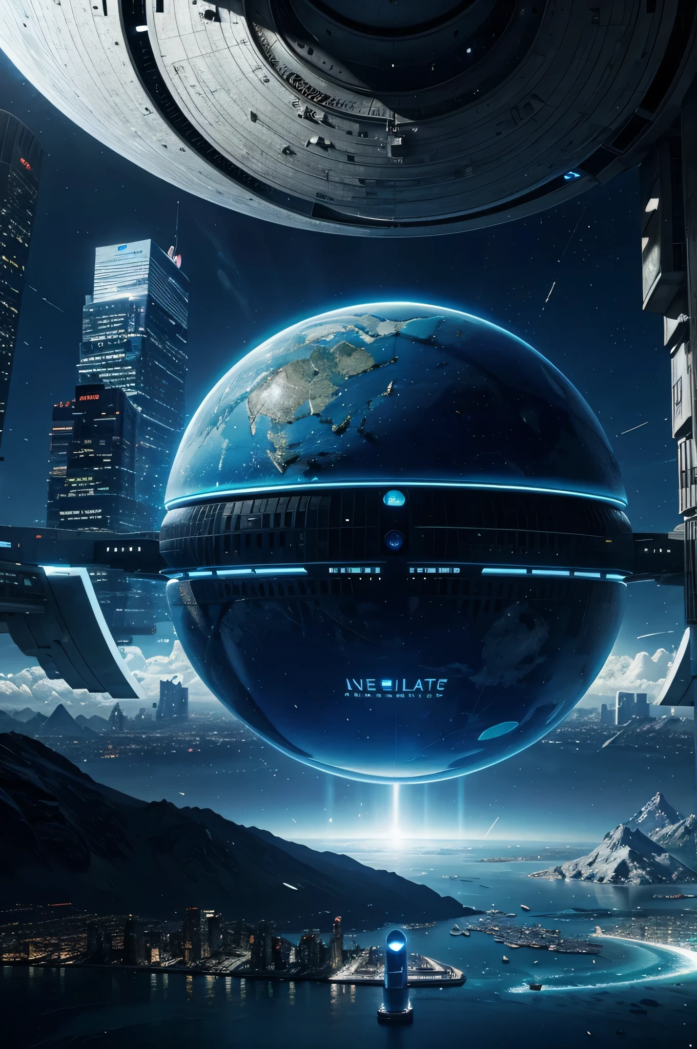 an image of a futuristic city with a large blue sphere in the middle of it, # sci - fi, sci - fi art!!!!!!!, sci-fi fantasy wallpaper, very beautiful matte painting, beautiful mattepainting, epic beautiful space scifi, a beuatiful matte painting, futuristic world, futuristic art, sci fi fantasy, in matte painting, art. sci-fi, epic matte painting, sci fi epic digital art, matte painting of human mind, from a 2 0 1 9 sci fi 8 k movie, sci fi world, futuristic digital art, surreal space, matte painting ”