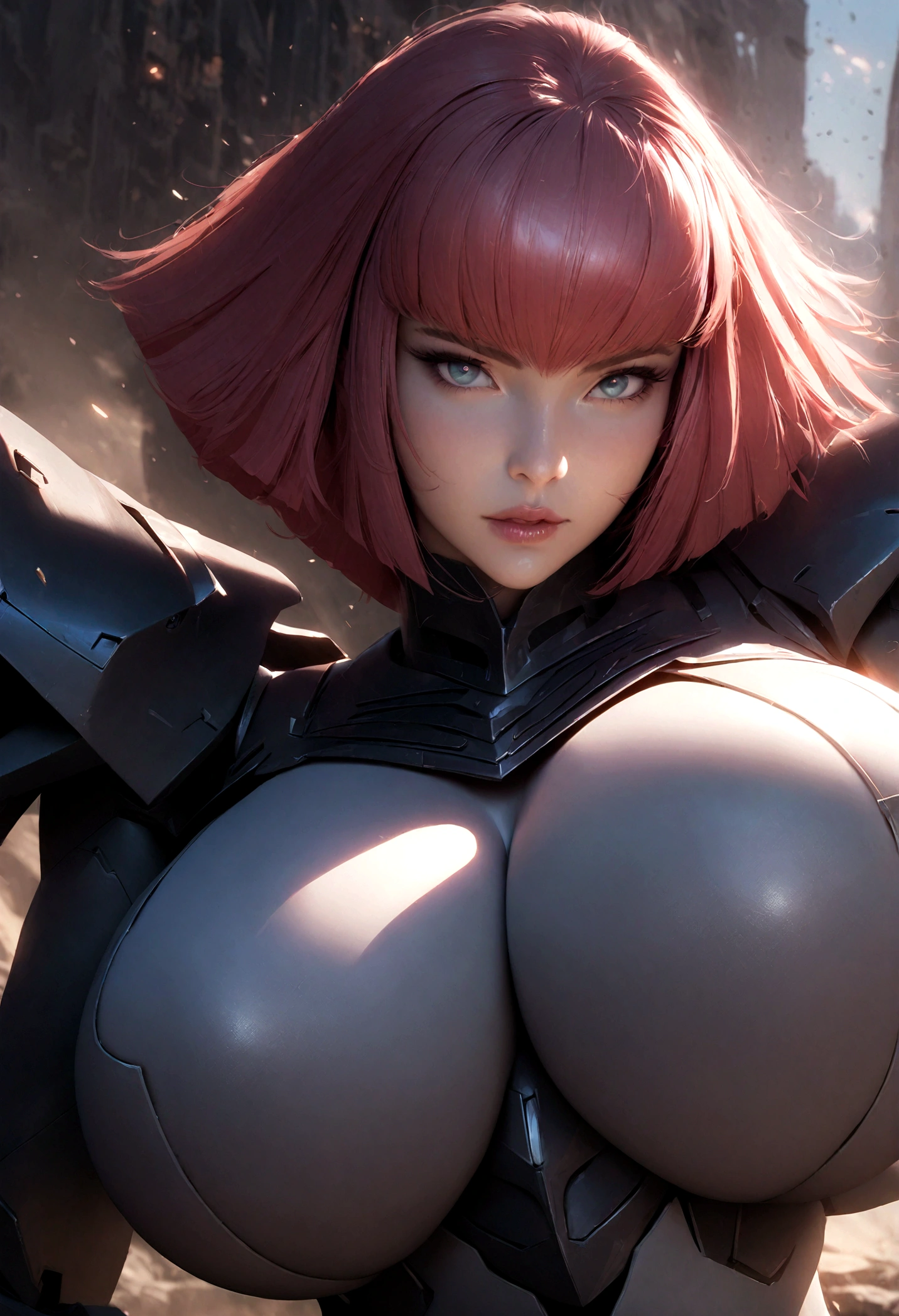1girl, beautiful detailed eyes, beautiful detailed lips, extremely detailed face, long eyelashes, haman karn, gundam, covered gigantic breasts, hyperrealistic, 8k, high quality, intricate details, chiaroscuro lighting, dramatic shadows, cinematic composition, muted color palette, sci-fi, mecha