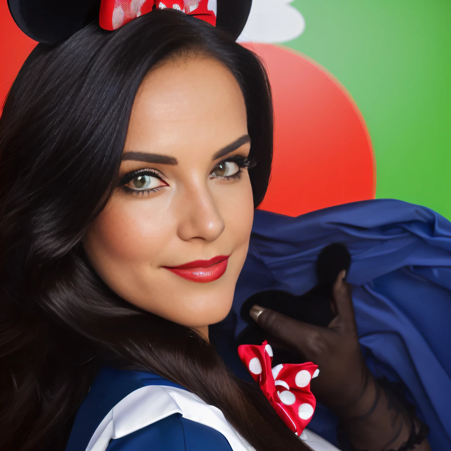 mThere is a beautiful Brazilian woman posing with Minnie Mouse for a photo in front of a Mickey Mouse, Ninnie Mouse Disney artist, photo taken in 2018, at Disney, in the adventurous Disney Orlando, exclusive, Disney-style costume, Mickey Mouse's house, inspired by Disney, summer season, Disney character, at Walt Disney, incredible!

The Brazilian is wearing formal clothes, a red shirt and dark blue shorts.

A beautiful Brazilian woman, with white skin, dark brown hair. She is about 45 years old, 165 cm tall and weighs 56 kg. Her body exudes glamor and her face is a definition of beauty. Slender body, thin waist. Highly realistic, hyperrealism, very elaborate skin. Clear photo, high resolution, high quality, masterpiece, 16K photo, high contrast, masterpiece, NUDE, NUDITY, NFSW.