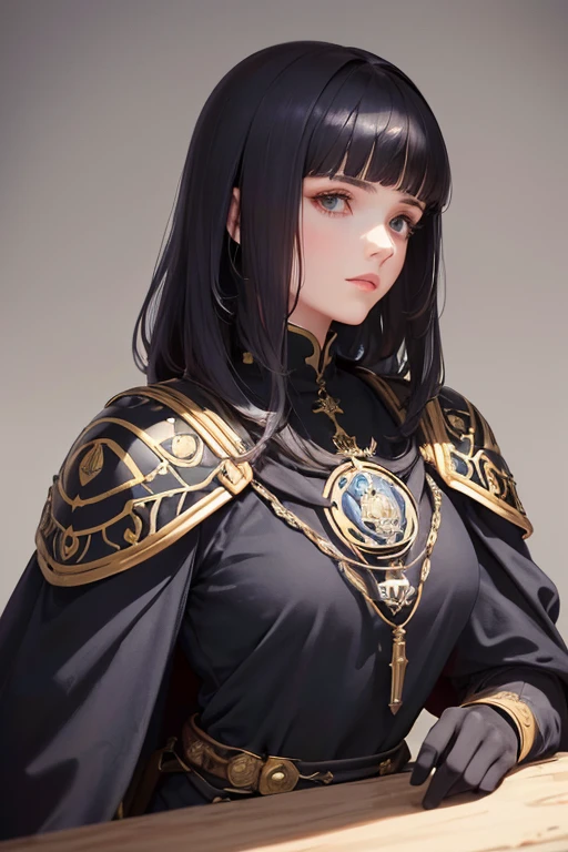 ((rosto detalhado)),((O estilo de Mucha)),(retrato),cabelo preto,,(Soldado feminino medieval),(Mucha ao fundo),(High position:1.8)