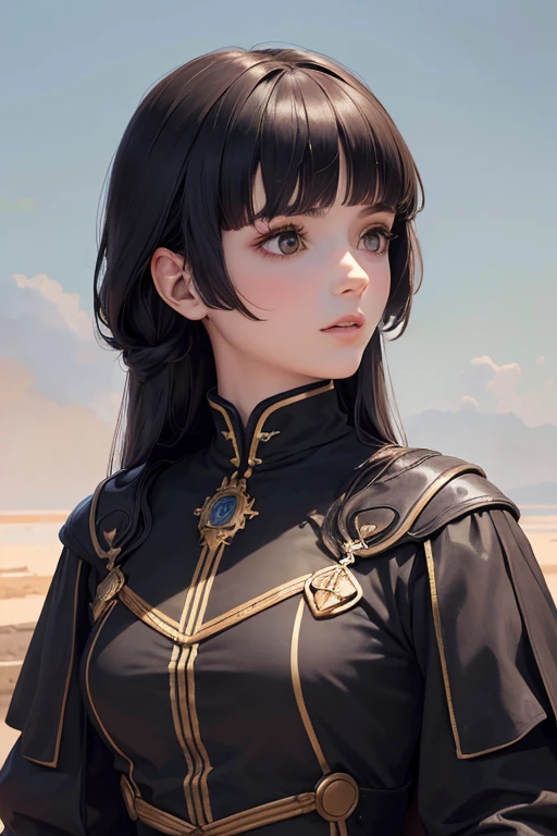 ((rosto detalhado)),((O estilo de Mucha)),(retrato),cabelo preto,,(Soldado feminino medieval),(Mucha ao fundo),(High position:1.8)