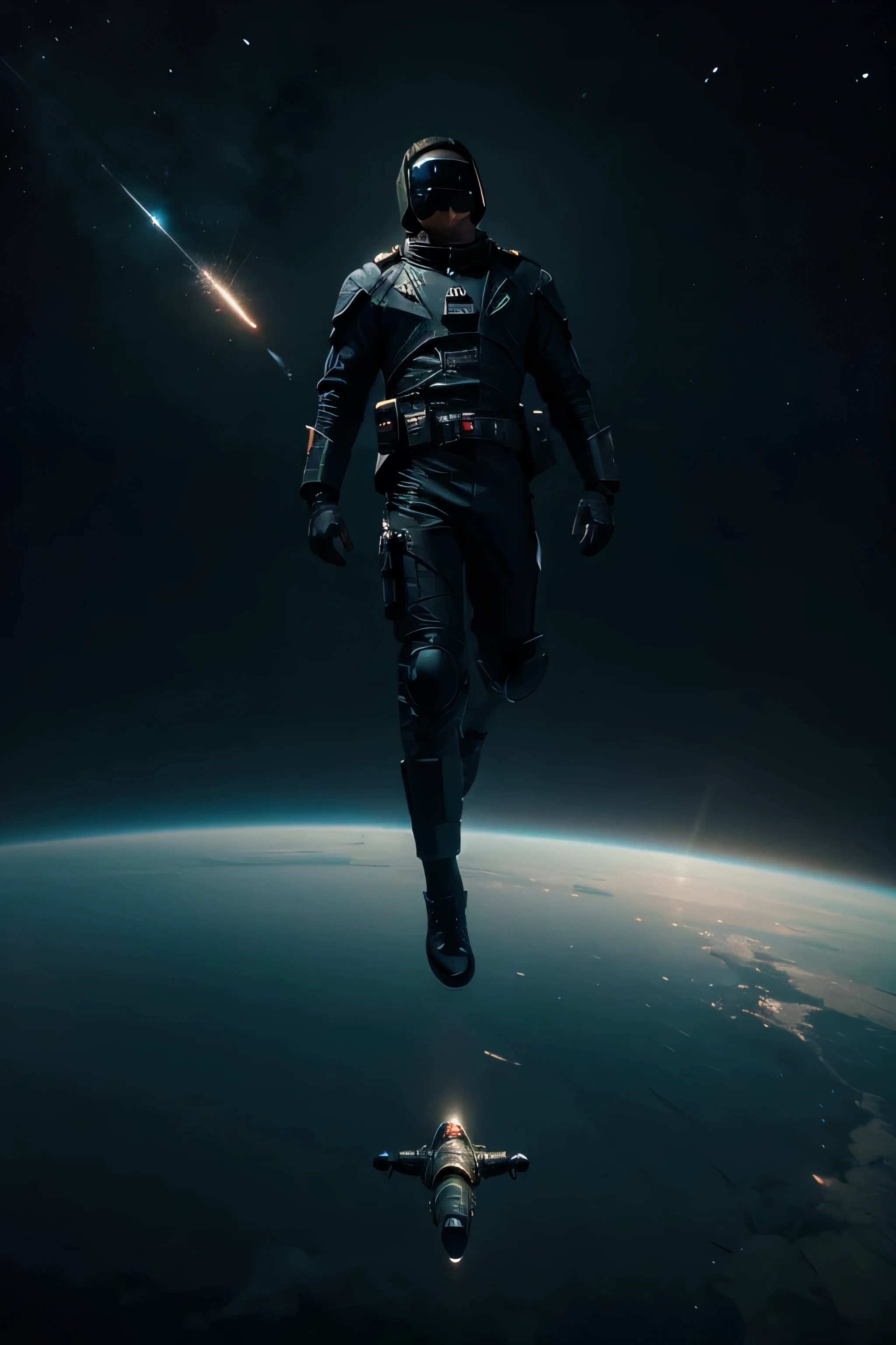 man floating in space blackhold