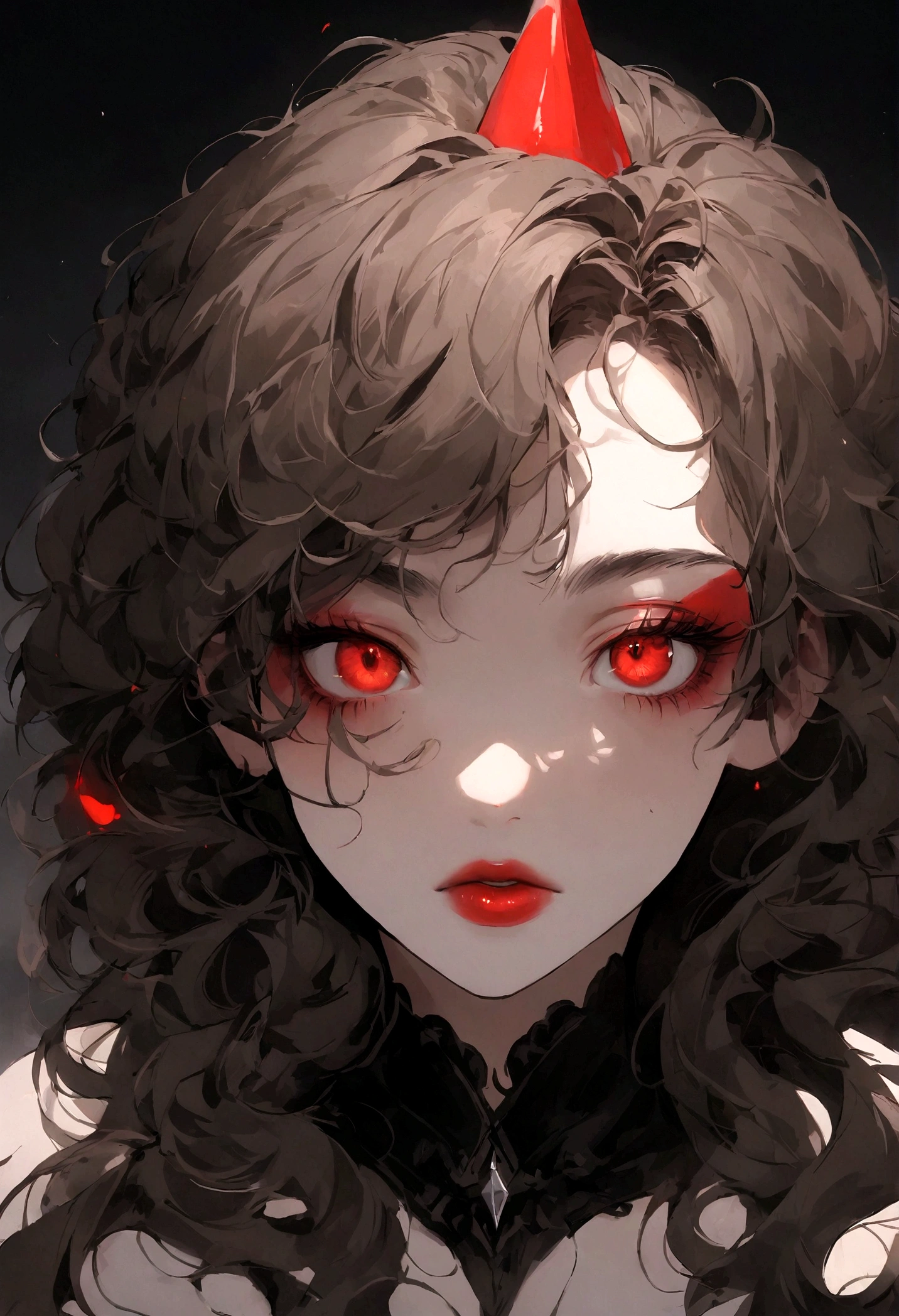 femme de 19 ans, long brown slightly curly hair, yeux bleus, visage parfait, professional makeup like model, C et portant un string rouge