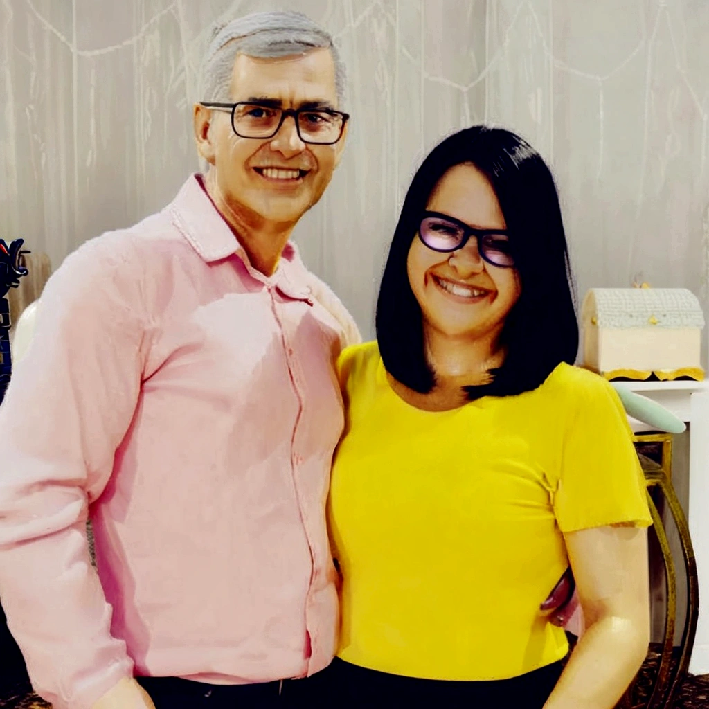 Cartoon character of a man in black glasses and a pink t-shirt and a woman in black glasses and a yellow shirt, animation character, Caractere estilizado, animation style rendering, 3D estilizado, Arnold Maya rendering, Stylized 3D rendering, toon render screenshot, Personagem 3D, Personagem 3D, Stylized 3D rendering, 3D character rendering, personagem de desenho animado, Personagem de close up, Pose de personagem, (Estilo Pixar) (parte mestre:1.2) (Bokeh) (melhor qualidade) (pele detalhada) (textura detalhada) (8K) (argila) (cinematic lighting) (sharp focus