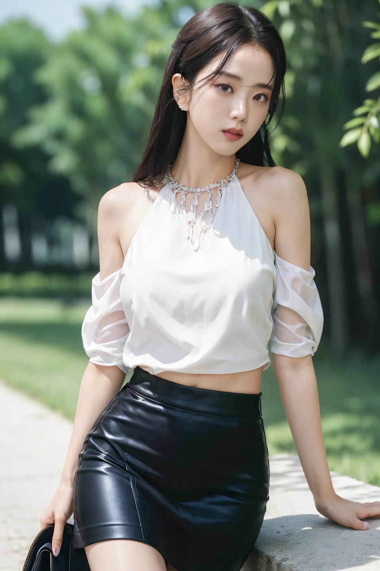 1girl,sexy pose,best quality,masterpiece,illustration,an extremely delicate and beautiful,CG,unity,8k wallpaper,Amazing,finely detail,masterpiece,official art,extremely detailed CG unity 8k wallpaper,incredibly absurdres,huge filesize,ultra-detailed,highres,extremely detailed,beautiful detailed girl,realistic,full frontal,outdoors,beach,white silk top,black skirt,