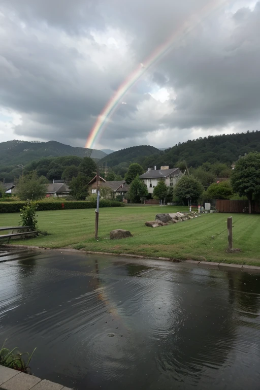 Show rainbow rainy sunny weather.