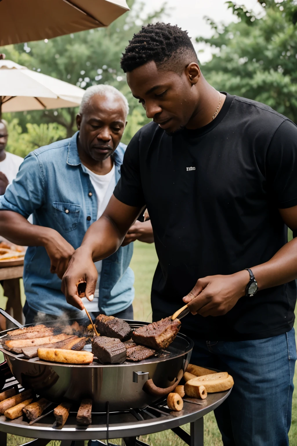 black family barbecue fathers men