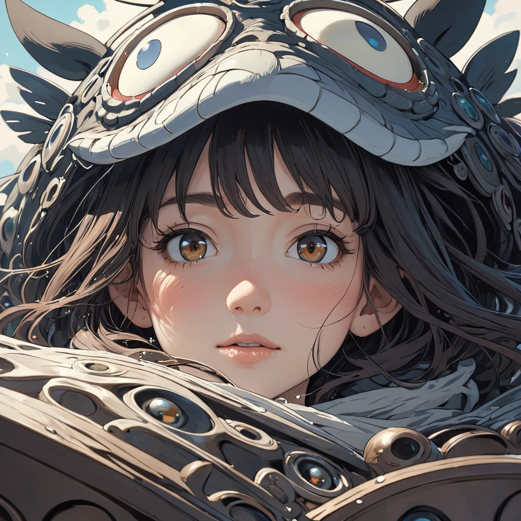 Close-Up of Face, girl, by Studio Ghibli, best quality, masterpiece, very aesthetic, perfect composition, intricate details, ultra-detailed