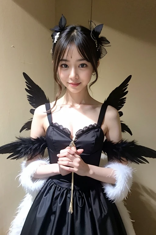 A beautiful girl who looks like a ball-jointed doll wearing a white dress with wings.、Puru、Deviantart Contest Winner、Gothic アート、Made of feathers、Gothic、Marble sculpture