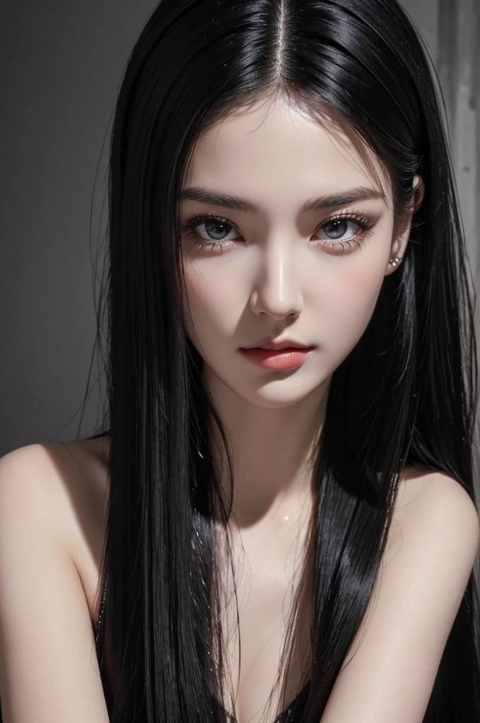 (best quality:1.4),(masterpiece:1.4),(photorealistic:1.4),(ultra high res, raw photo:1.4),(hdr, hyperdetailed:1.2),close up, 1woman,(black long straight hair:1.4), close up, (feline eyes), elegant