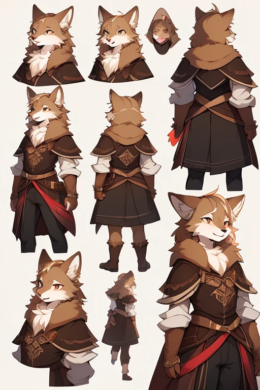 ( Absurdly , High quality , ultra detailed ) ,( hand detailed ) , (concept art, character sheet),absurdres(highly detailed beautiful face and eyes)perfect anatomy, multiple characters, multiple emotions, kids, 2+ boys, 2+ girls, multiple types of clothes, fantasy adventure type clothing, different fur colorings,  wolves, foxes, wolf-foxes, brown fur, gray fur, red fur, tan fur, children 