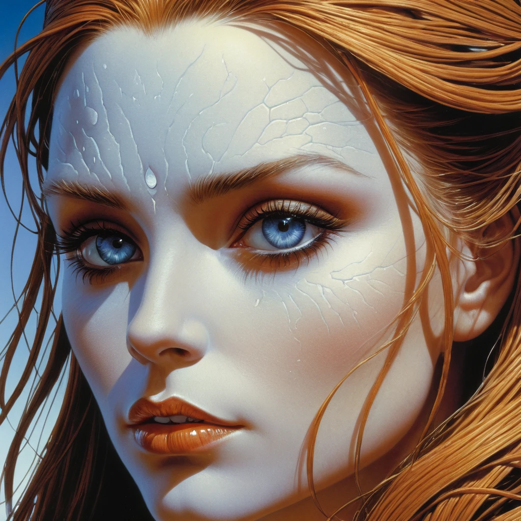 Close-Up, face, by Michael Whelan, best quality, masterpiece, very aesthetic, perfect composition, intricate details, ultra-detailed