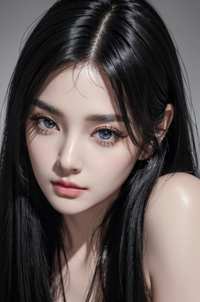 (best quality:1.4),(masterpiece:1.4),(photorealistic:1.4),(ultra high res, raw photo:1.4),(hdr, hyperdetailed:1.2),close up, 1woman,(black long straight hair:1.4), close up, (feline eyes), (fierce beauty), (long eyelashes)