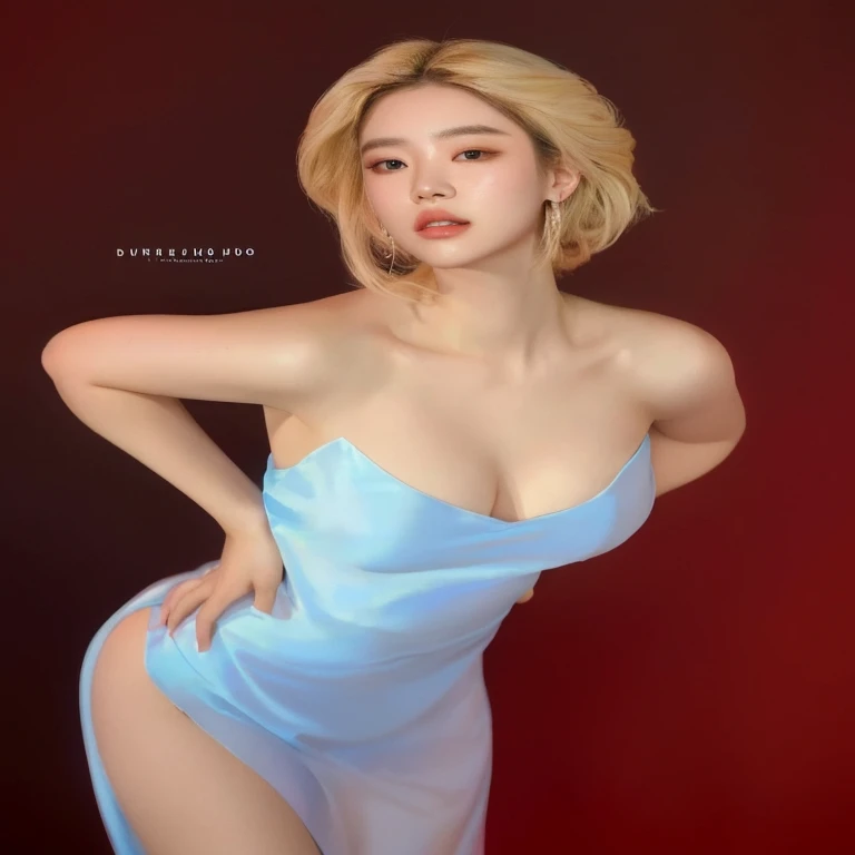 un primer plano de una mujer con un vestido azul posando para una foto, ig model | tipo germen, [ arte digital 4k ]!!, inspirado en Yanjun Cheng, drawn in the style of tipo germen, inspirado en Kim Deuk-sin, ! dream tipo germen, liso. pintura digital, inspirado en Russell Dongjun Lu