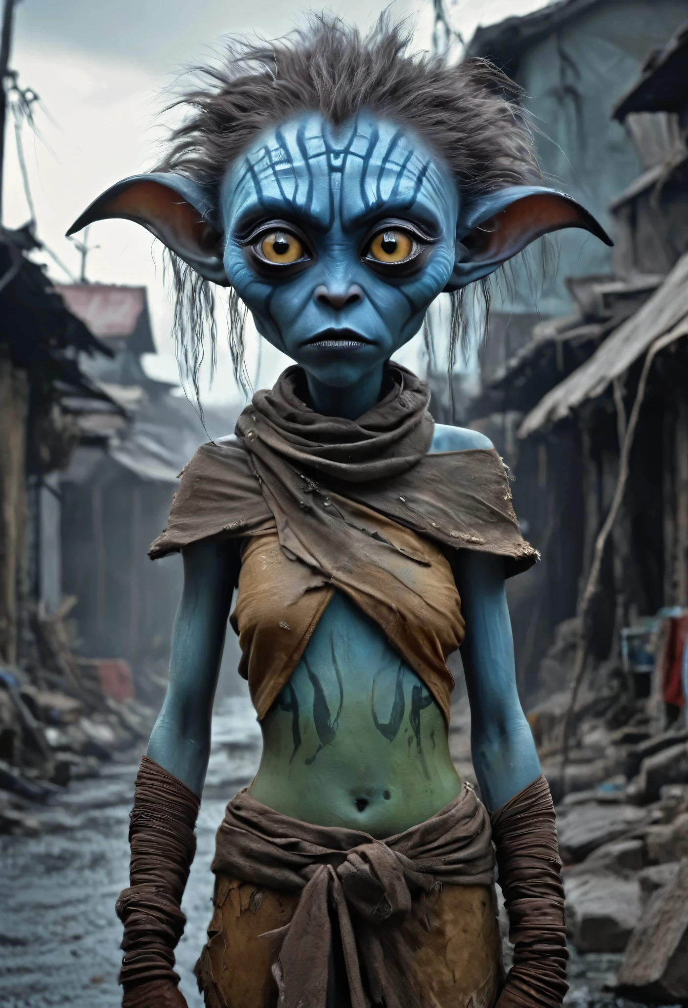 pretty face,eyebrow up,full body shot,niobium ahsoka tano,full body length shot,beggar niobium Manganite The Alien Entity, babychild, wants eat,survival in criminal city of future,Cinematic,ginger, Technicolor,natural skin textures, hyper realism, hyper detailed,Extremely detailed,High contrast,Masterpiece,Realism,Ultra Detailed, intricate details,realistic humid leather, cinematic style,irina yermolova,high contrast,hdr,extremely detailed, [deep night landscape],masterpiece,intricate details,faded,eyes extremely detailed,Silverclaw,view from height,full-body-shot,High contrast,Masterpiece,Realistic,Ultra Detailed,intricate details,realistic humid skin,extremly intricate,realism,photorealism, cinematic style,irina yermolova,HDR,((Wangechi Quality)),extremely detailed, [night landscape],masterpiece,intricate details,faded,eyes extremely detailed, high detailed eyes,16k resolution,RAW, Nikon Z9,chinese orc's village of fishers on seaside,authentic,full body length,Labradorite babygirl,native italian troll ,pretty face,eyebrow up,full body shot,ominous landscape,glate gray atmosphere,by art Simon Stalenhag,Nicola Samori,(((Wangechi Mutu))),prime colors,urban,extremely detailed,masterpiece,intricate details,faded,eyes extremely detailed, high detailed eyes,4k resolution,RAW, Nikon Z9,scary town,stalker,goblin,Dubai of United Arab Emirates