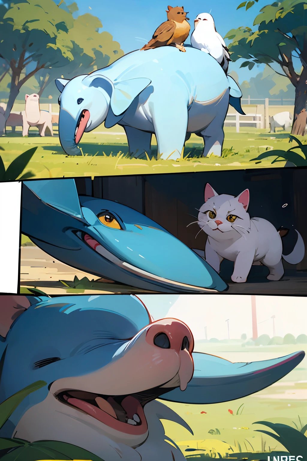 Here is a proposal for a 6-sheet comic on the political issue of animal rights, incluyendo la portada: **Portada:** - **Title**: "Voces Silenciadas: La Lucha por los Derechos de los Animales" - **ILLUSTRATION**: Un grupo diverso de animales (un perro, un gato, una vaca, un cerdo, un pollo, an elephant and a dolphin) en un podio, con pancartas que dicen "Derechos para Todos", "Fin al Sufrimiento" y "Libertad y Dignidad". En el fondo, una multitud de personas apoyando. **Hoja 1:** - **Panel 1**: Un parque tranquilo, people walking their dogs and children playing. A man is giving a speech from a small stage. Cartel en el fondo: "Animal Awareness Day". - **Panel 2**: Primer plano del orador, emocionado: "Today we are here to give a voice to those who do not have one. Animals deserve respect and basic rights." - **Panel 3**: Se muestra a la audiencia, aplaudiendo y asintiendo con la cabeza. - **Panel 4**: Close-up de una pancarta en la audiencia: "Fin a la crueldad animal". **Hoja 2:** - **Panel 1**: Flashback a una granja industrial. Vacas en condiciones deplorables. - **Panel 2**: Primer plano de una vaca, con una mirada triste. - **Panel 3**: Texto: "Millions of animals suffer every day in factory farms. Sus condiciones de vida son inhumanas." - **Panel 4**: Images of a group of activists rescuing some of these animals. **Hoja 3:** - **Panel 1**: Un laboratorio con animales en jaulas. - **Panel 2**: Primer plano de un conejo en una jaula. - **Panel 3**: Texto: "En laboratorios, los animales son sometidos a pruebas crueles en nombre de la ciencia." - **Panel 4**: Activistas protestando frente al laboratorio con carteles que dicen "No More Animal Testing". **Hoja 4:** - **Panel 1**: Una vista de un circo con animales en jaulas. - **Panel 2**: Un elefante encadenado, with a tear falling from her eye. - **Panel 3**: Texto: "En el entretenimiento, los animales sufren para divertir a las personas."
