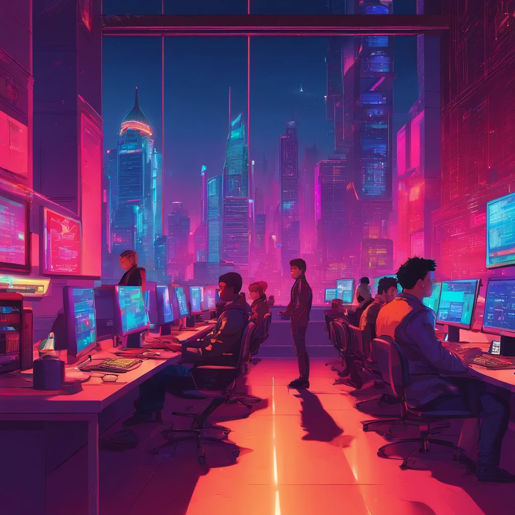 "A modern classroom with students of various ages attending a lesson on home economics, with a teacher explaining the use of spreadsheets and financial graphs."