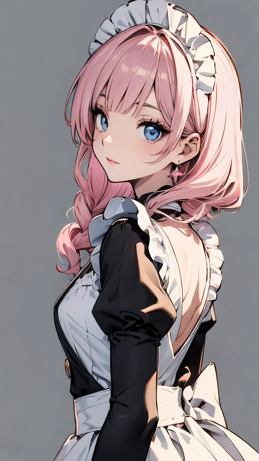 Pink hair and eyes、Maid